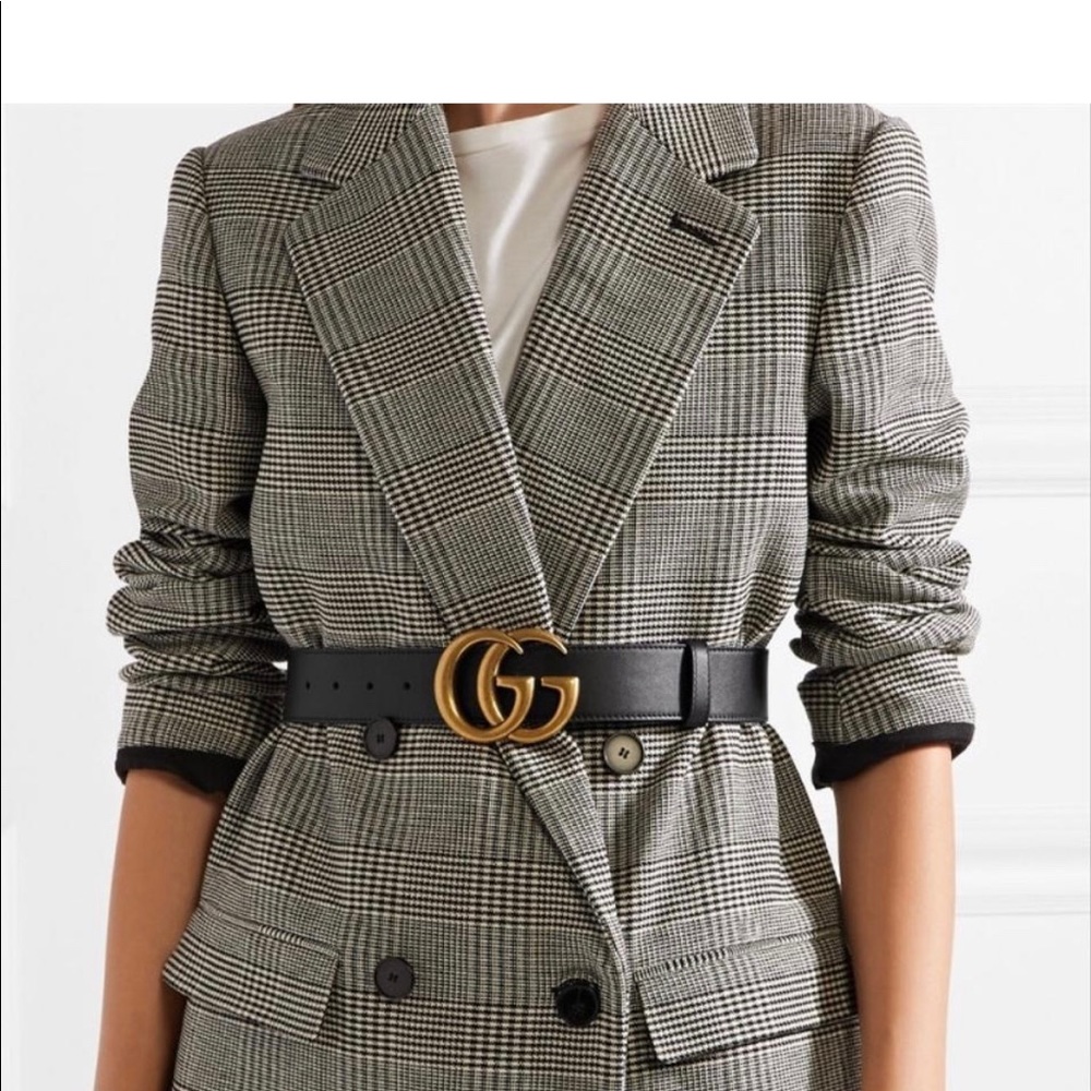 Gucci Belt Black GG logo Leather size 80 wide 4cm belt - Picture 3 of 4